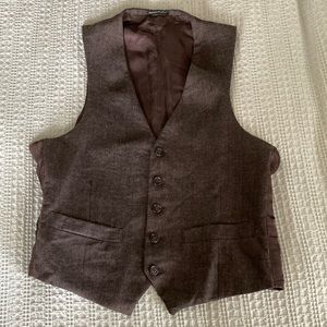 Vintage Chocolate Brown Wool Waistcoat Vest Size Small